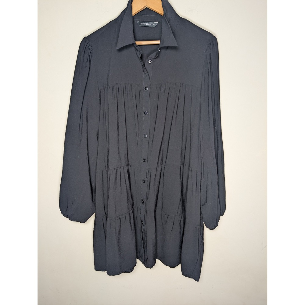 LCW Modest Tiered Long Sleeve Oversized Womens Shirt Tunic Size 44 MInimalist